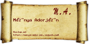 Mánya Adorján névjegykártya